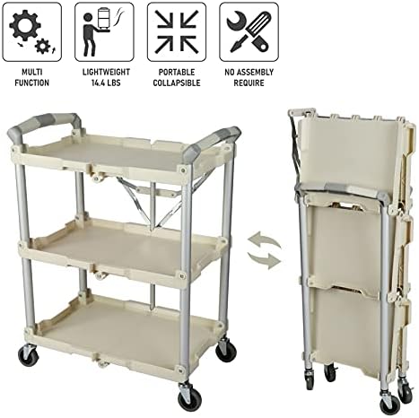 89-351 Pack-N-Roll Folding Collapsible Service Cart, 150LB Capacity, White in White, alternate view 4
