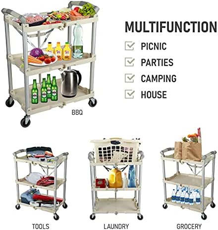 89-351 Pack-N-Roll Folding Collapsible Service Cart, 150LB Capacity, White in White, alternate view 7