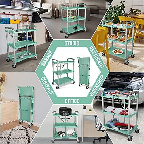 89-353 Pack N Roll Collapsible Service Cart, XL, 300LB Capacity, Teal, alternate view 3