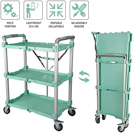 89-353 Pack N Roll Collapsible Service Cart, XL, 300LB Capacity, Teal, alternate view 5