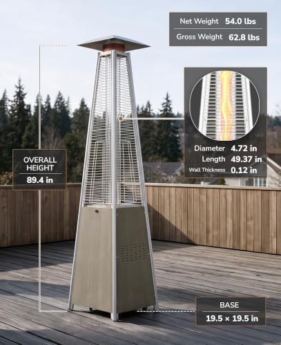 89-Inch 48,000 BTU Outdoor Pyramid Patio Heater with Wood-Grain Finish, alternate view 3