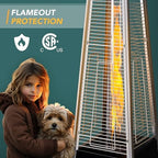 89" Pyramid Patio Heater Outdoor, Propane Flame Tower with Quartz Glass Tube, Outdoor Heaters with Wheels &, alternate view 4