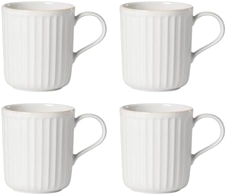 893549 French Perle Scallop 4-Piece Mug Set in 4 Count (Pack of 1) in White