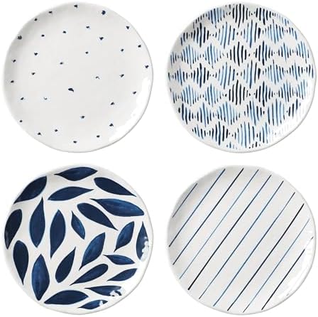 895235 Blue Bay Melamine Assorted Accent Plates, Set of 4, Lightweight Melamine Material in Multicolor