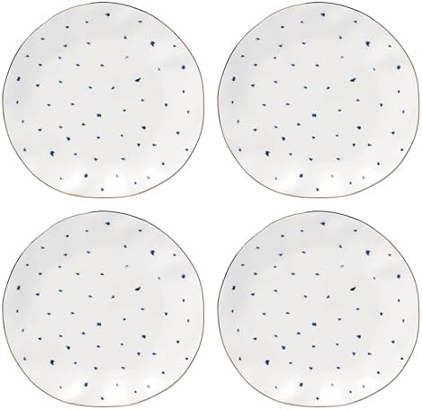 895696 Blue Bay Dots 4-Piece Dinner Plate Set in Blue