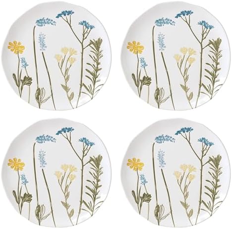 896608 Wildflowers Accent Plates, Set of 4 in 4 Count in White