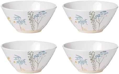 896609 Wildflowers All-Purpose Bowls, Set of 4 in 4 Count in White