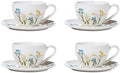 896612 Wildflowers 8-Piece Espresso Cups & Saucers Set in 2 Count in White