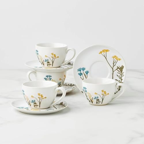 896612 Wildflowers 8-Piece Espresso Cups & Saucers Set in 2 Count in White, alternate view 3