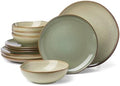 897205 Organic Shades 12-Piece Dinnerware Set, Sage Green in Green