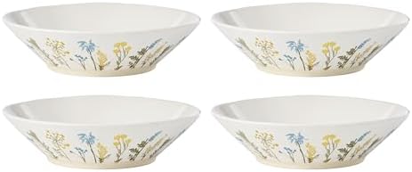 898387 Wildflowers Dinner Bowls, Set Of 4 in 4 Count in White