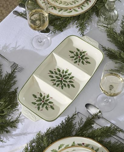 899166 Holiday Carved Divided Dish in Multicolor, alternate view 5