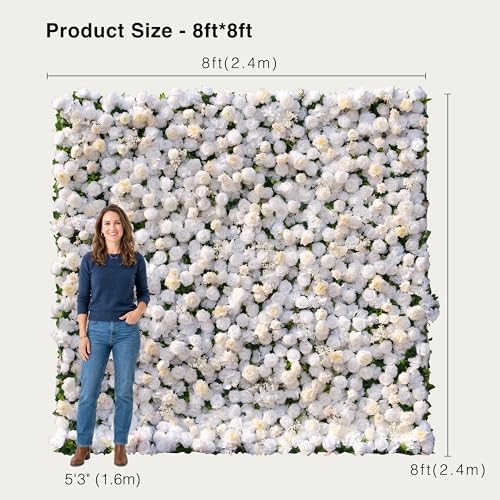 8ft*8ft Artificial Flower Wall Panels, Gorgeous 3D Silk Floral Backdrop, alternate view 3