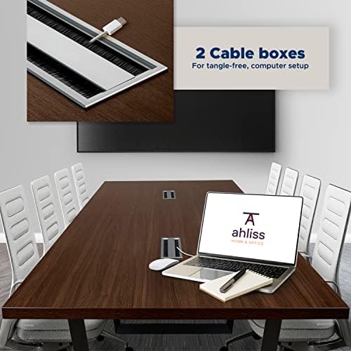 8FT Conference Table with Cable Management Grommets - Modern Rectangle Office Meeting/Boardroom Table with, alternate view 4
