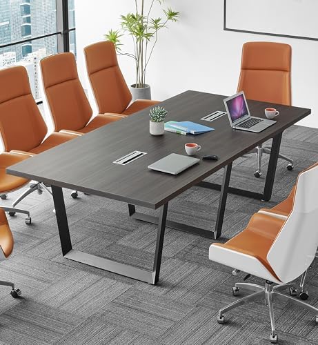 8FT Conference Table with Cable Management Grommets - Modern Rectangle Office Meeting/Boardroom Table with
