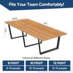 8FT Conference Table with Cable Management Grommets - Modern Rectangle Office Meeting/Boardroom Table with, alternate view 2