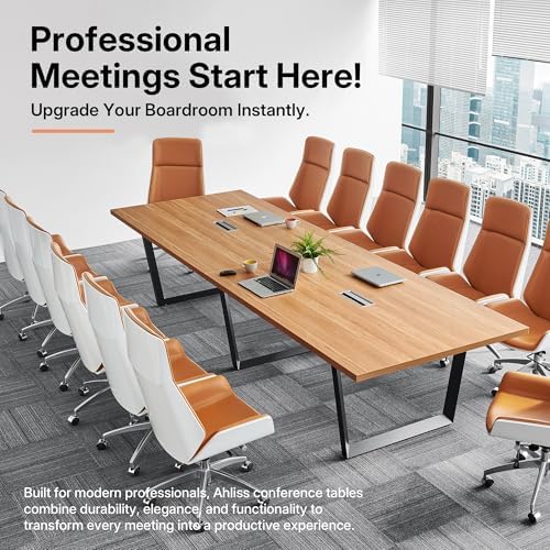 8FT Conference Table with Cable Management Grommets - Modern Rectangle Office Meeting/Boardroom Table with, alternate view 4