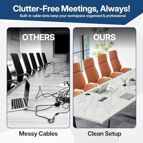 8FT Conference Table with Cable Management Grommets - Modern Rectangle Office Meeting/Boardroom Table with, alternate view 5