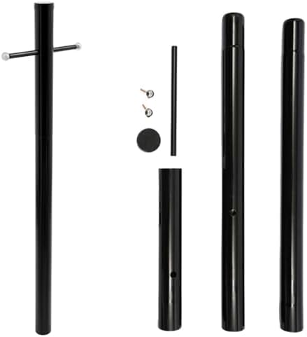 8FT Direct Burial Lamp Post, Split Street Light Pole with Cross Arm Lighting Post Fixtures for Pathway Courtyard