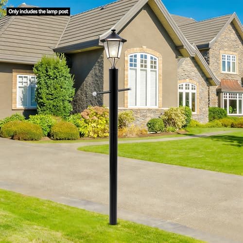 8FT Direct Burial Lamp Post, Split Street Light Pole with Cross Arm Lighting Post Fixtures for Pathway Courtyard, alternate