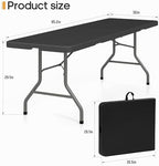 8Ft Foldable Table Portable Plastic Folding Table with Safety Locks, Lightweight & Durable for Parties, Dining, alternate