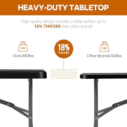 8Ft Foldable Table Portable Plastic Folding Table with Safety Locks, Lightweight & Durable for Parties, Dining, alternate