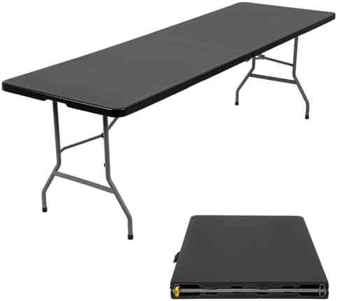 8FT Folding Table | Black | Portable Plastic Table