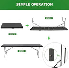 8FT Folding Table | Black | Portable Plastic Table, alternate view 4