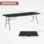 8FT Folding Table | Black | Portable Plastic Table, alternate view 3