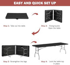 8FT Folding Table | Black | Portable Plastic Table, alternate view 6