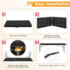 8FT Folding Table | Black | Portable Plastic Table, alternate view 4