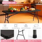 8FT Folding Table | Black | Portable Plastic Table, alternate view 5