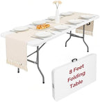 8ft Folding Table, Heavy Duty White Large Portable Foldable Table