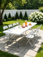 8ft Folding Table, Heavy Duty White Large Portable Foldable Table, alternate view 2