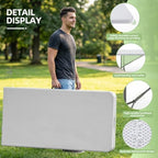 8FT Folding Table Portable Picnic Table Heavy-Duty Fold-in-Half Utility 8 Foot Foldtable Table with Carry Handle, alternate