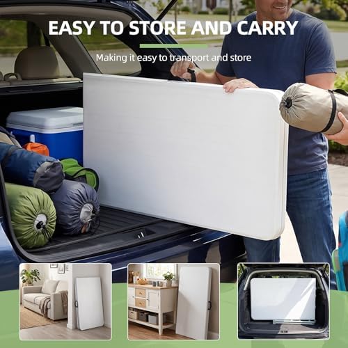 8FT Folding Table Portable Picnic Table Heavy-Duty Fold-in-Half Utility 8 Foot Foldtable Table with Carry Handle, alternate