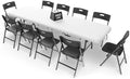 8FT Folding Table Set with 10 Chairs - Heavy-Duty 660 lb Table & 330 lb Chairs, Portable Folding Furniture