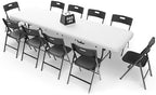 8FT Folding Table Set with 10 Chairs - Heavy-Duty 660 lb Table & 330 lb Chairs, Portable Folding Furniture