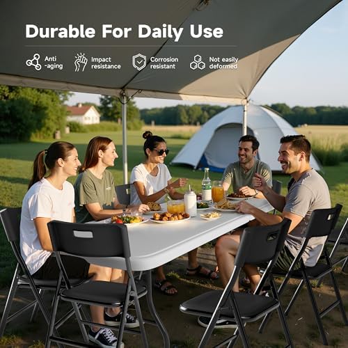 8FT Folding Table Set with 10 Chairs - Heavy-Duty 660 lb Table & 330 lb Chairs, Portable Folding Furniture, alternate view 4