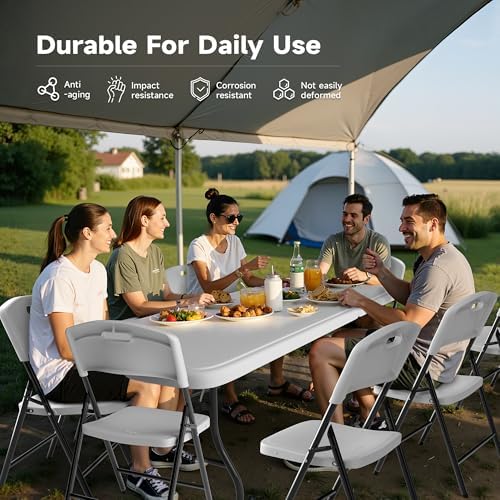 8FT Folding Table Set with 10 Folding Chairs, Heavy Duty 660 lbs Table & 600 lbs Chairs, Portable Folding, alternate view 4