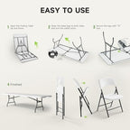 8FT Folding Table Set with 10 Folding Chairs, Heavy Duty 660 lbs Table & 600 lbs Chairs, Portable Folding, alternate view 7