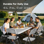 8FT Folding Table Set with 4 Chairs - Heavy-Duty 660 lb Table & 600 lb Chairs, Portable Foldable Furniture Set, alternate