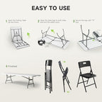 8FT Folding Table Set with 6 Chairs - Heavy-Duty 660 lb Table & 330 lb Chairs, Portable Folding Furniture Bundle, alternate