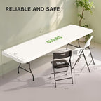 8FT Folding Table Set with 6 Chairs - Heavy-Duty 660 lb Table & 600 lb Chairs, Portable Foldable Furniture Set, alternate