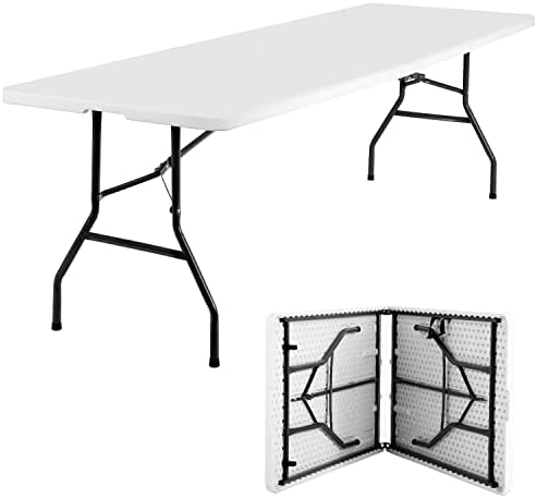 8FT Folding Table | White | Portable Plastic Table