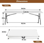 8FT Folding Table | White | Portable Plastic Table, alternate view 2