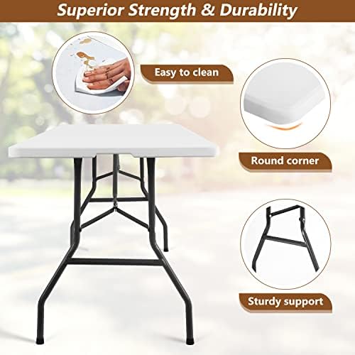 8FT Folding Table | White | Portable Plastic Table, alternate view 5