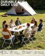 8FT Folding Table with 8 White Folding Chairs Set for Outdoor Use, alternate view 7