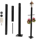 8FT Outdoor Lamp Post, Split Street Light Pole with Cross Arm Base Mount Lighting Post Fixtures for Pathway