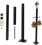 8FT Outdoor Lamp Post, Split Street Light Pole with Cross Arm Base Mount Lighting Post Fixtures for Pathway